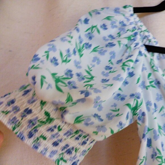 So cute! Sienna Sky Small Top Peasant Smocked with Tie Front - Picture 2 of 5